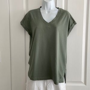 Khaki green classic flowy light weight T-shirt